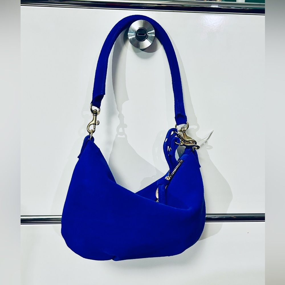 Elegant cobalt blue Suede Crossbody  Bag. Clare V.